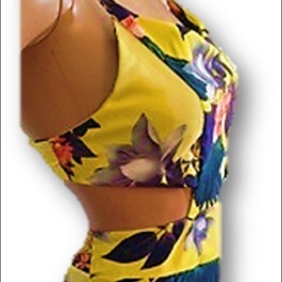 Yellow Floral Jumpsuit - Picture 2 of 4